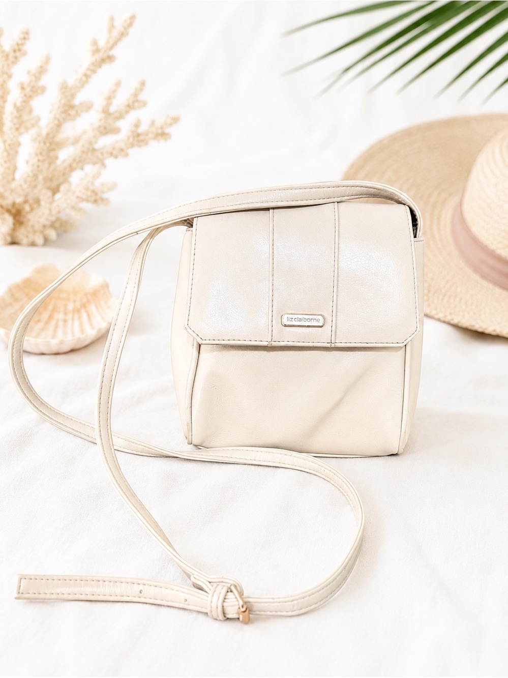 Liz Claiborne Cream Crossbody Bag Adjustable Strap Everyday Shoulder Everyday